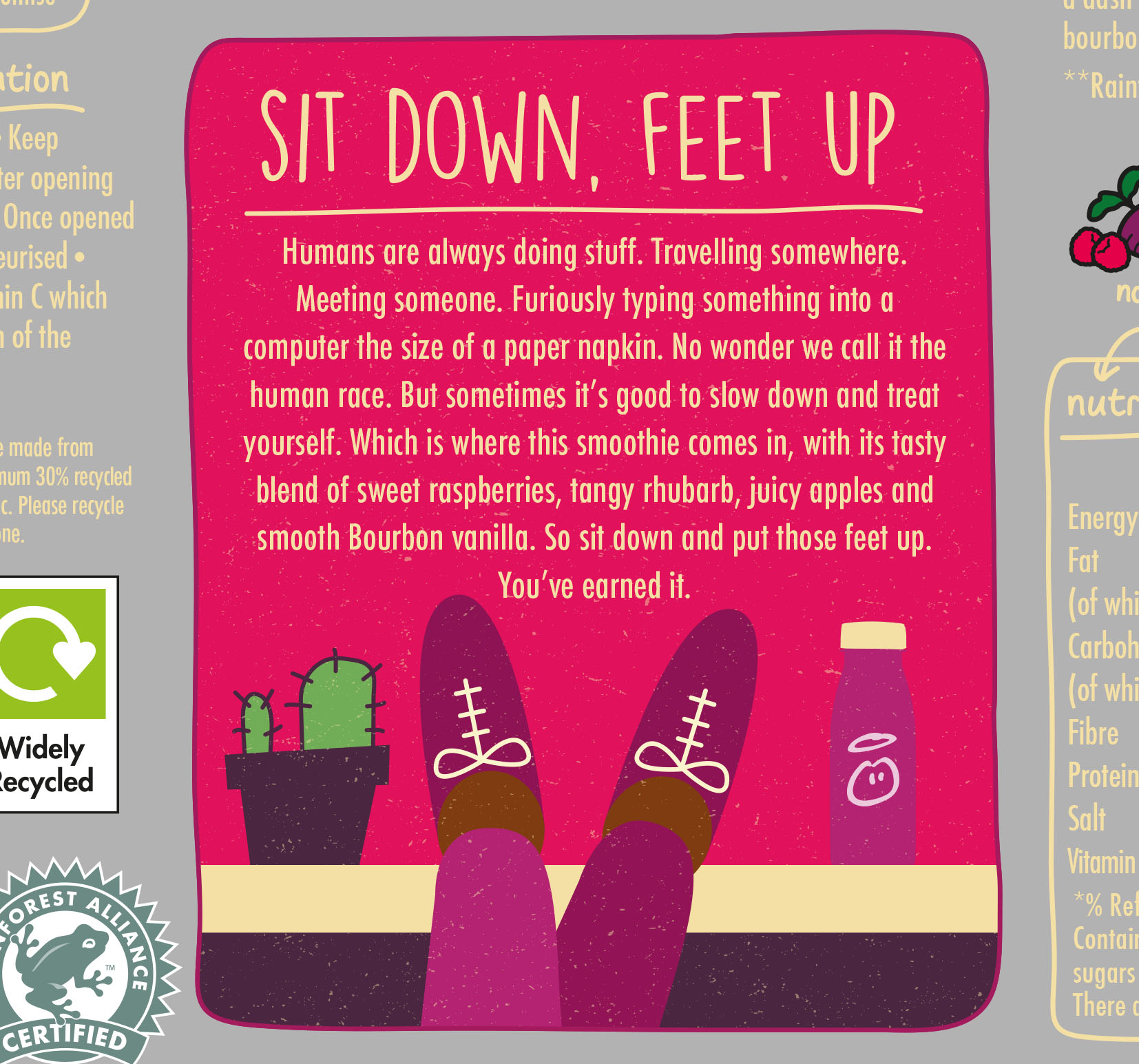 a back of pack story for an innocent smoothie