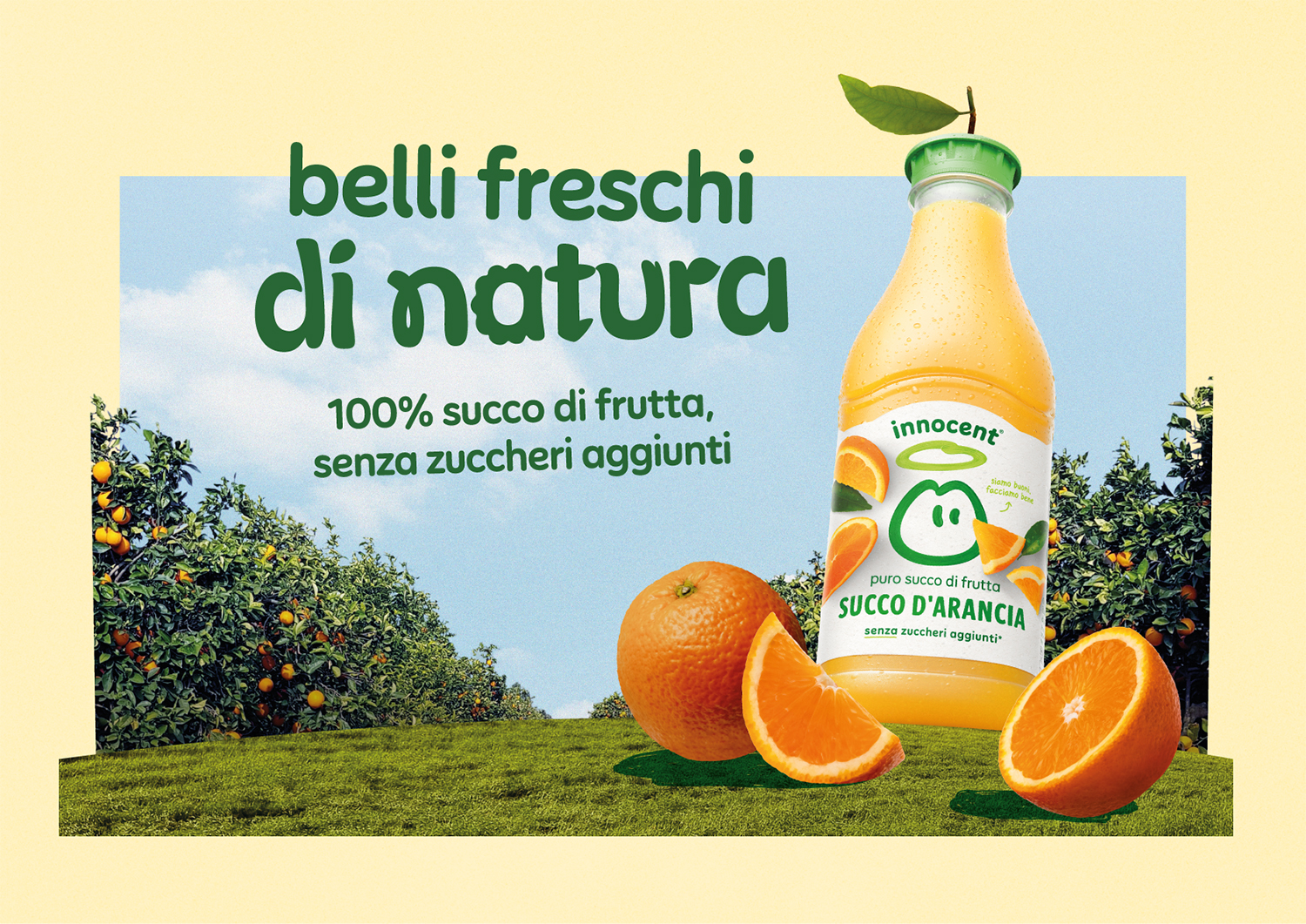 an Italian poster for innocent orange juice