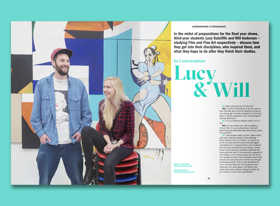 a double page spread from a Plymouth College of Art prospectus