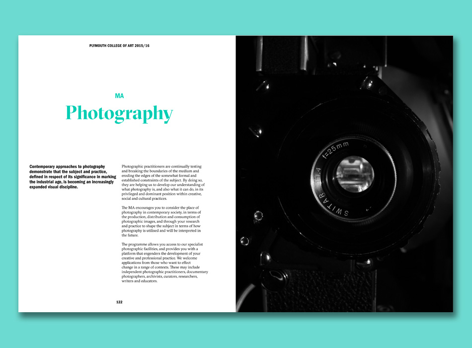 a double page spread from a Plymouth College of Art prospectus