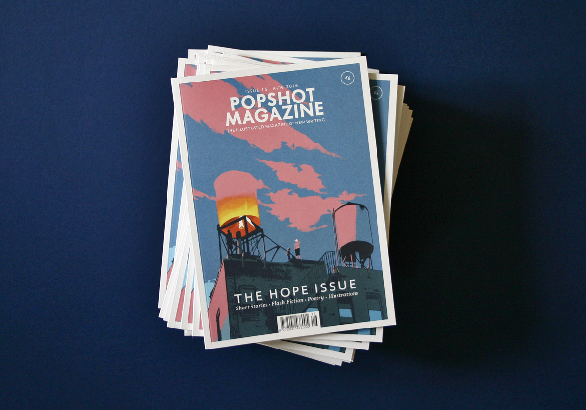 a stack of copies of Popshot Magazine